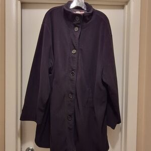 Elegant Black Button-Up Pea Coat